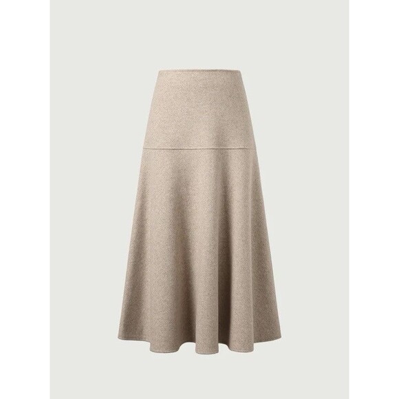 OGL Dresses & Skirts - OGL CashSoft Wool-like Flared Maxi Skirt - Heather Oatmeal Size Medium
